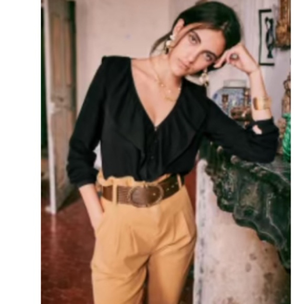 Sezane Black Blouse